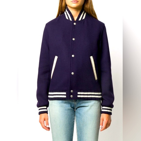 Saint Laurent SIGNATURE TEDDY JACKET IN BLUE Size F40 - Picture 1 of 5
